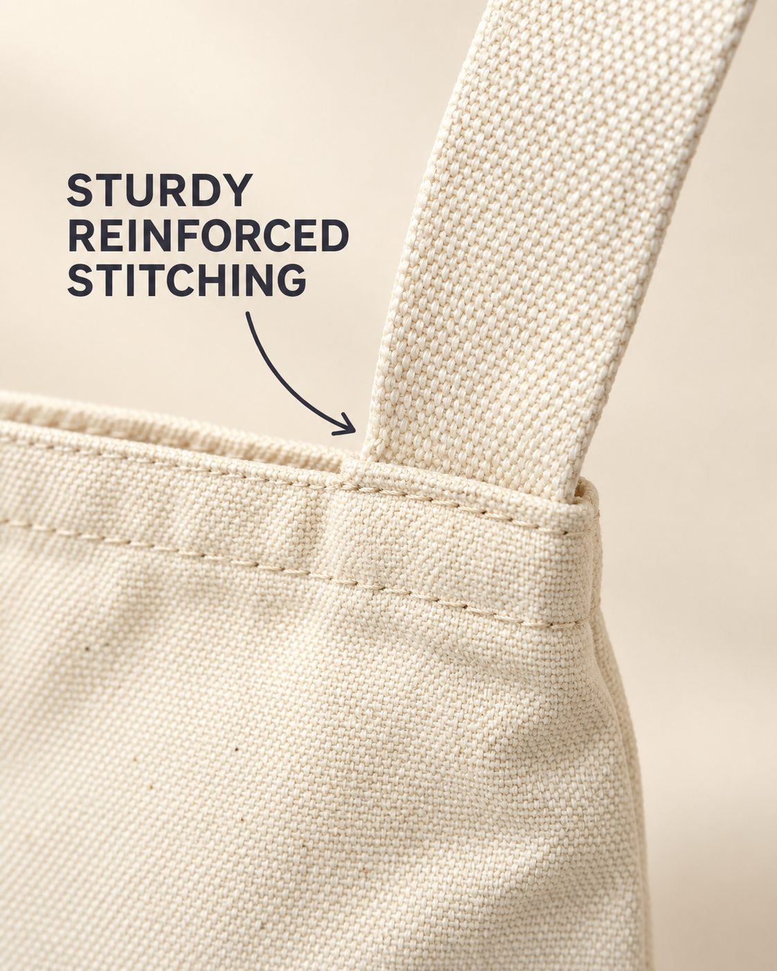 Close-up of reinforced stitching on the canvas sling bag