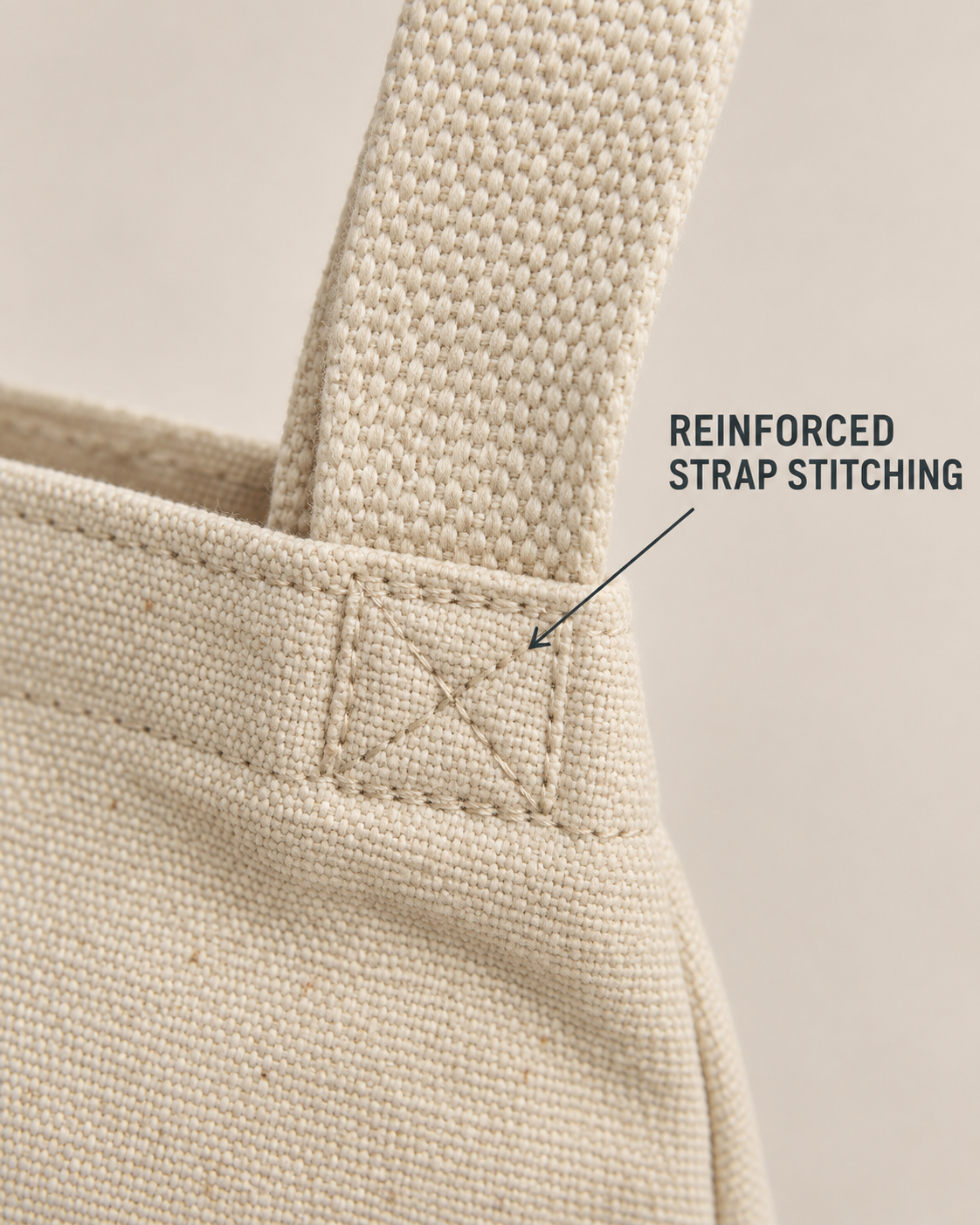 Close-up of reinforced strap stitching on the saree squad sling bag
