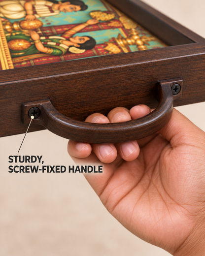Close-up of screw-fixed handle on the wedding rituals tray